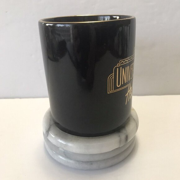 Universal Studios Hollywood Star Handle Coffee Mug Cup Black Gold Logo Trim Tea - Picture 4 of 6